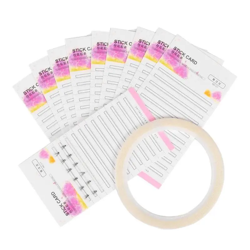 

10pcs Make Up Eyelash Storage Card Eye Lash Extension Volume Eyelash Storage Shelf 2mm Sticky Strip False Eyelashes Paper Card
