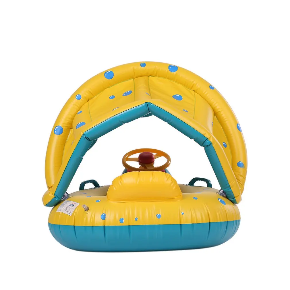 Nflatable Мягкие Плавательный круг для детей плот для бассейна Rider с Съемный солнцезащитный тень игрушка для малышей Детская