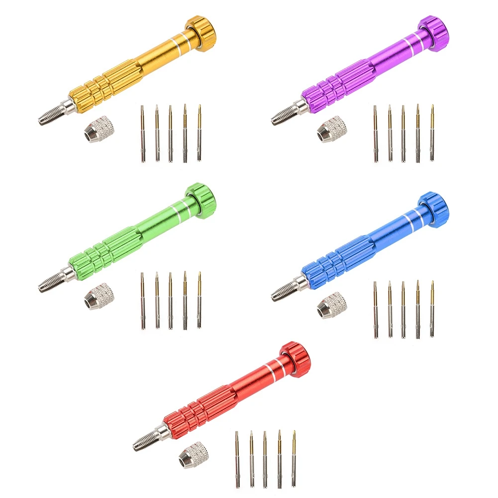 

Screwdriver Handle With 5 Bit Phone Glasses Watch Repair Tools Kit