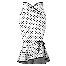 Wipalo/Летняя женская юбка на пуговицах, тонкая юбка с хвостом, высокая талия, контрастная отделка, юбка, низ, горошек, гофрированная юбка русалки