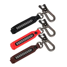 Автомобильный брелок для ключей, брелок для ключей против потери номера телефона, подвеска для номера телефона, Пряжка для веревки, брелок для ключей из искусственной кожи