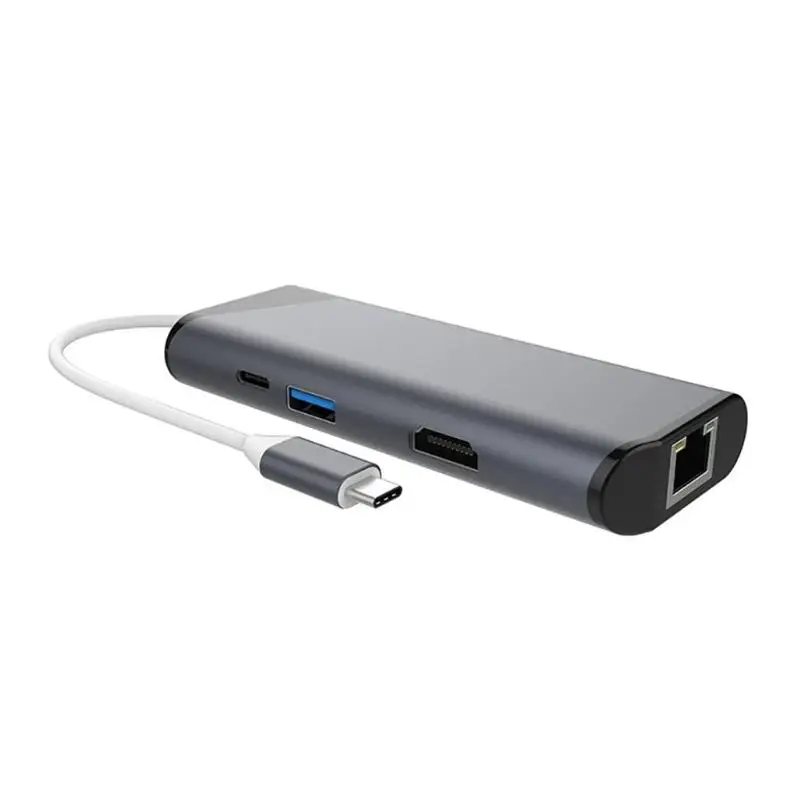 

7 in 1 USB-C HUB Type-C to HDMI Gigabit Type-C Charging SD TF Card Adapter with 4K HDMI for Macbook Pro