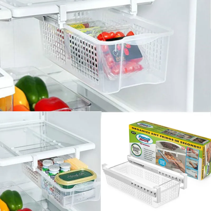 

Fridge Mate Refrigerator Pull Out Bin Food Storage Home Organizer Snap On Drawer To Save Space In Storage Boxes Organizer