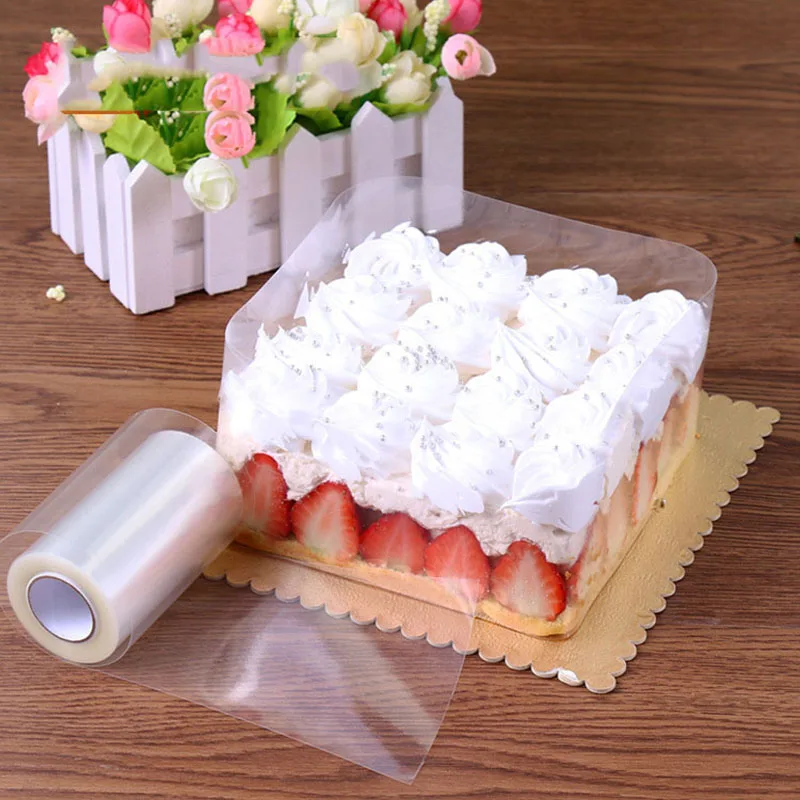 

Mousse cake transparent dessert surrounding the hard decorative foil bound food film around the edges cake OPP plastic band