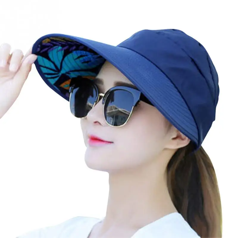 Новый выдвижной козырек женская летняя Солнцезащитная шляпа с пустым верхом для верховой езды Солнцезащитная шляпа женская пляжная