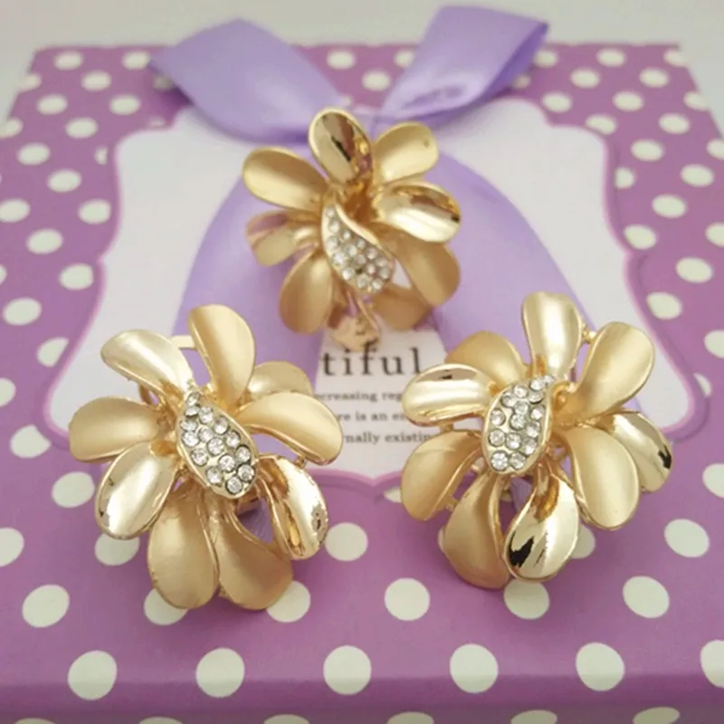 

Kingdom Ma African Nigerian Wedding Jewelry Set Bridal Dubai Gold Colour Earrings Ring Jewelry Set