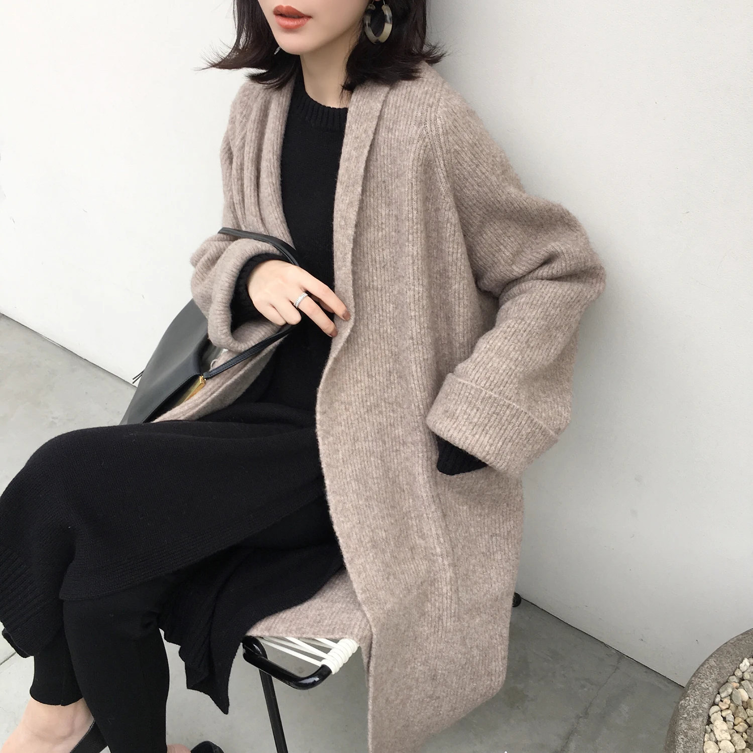 

Fitaylor Autumn Winter Woolen Coat Women Fashion Loose Woolen Coat Korean Style Chic Long Sleeve Wool Blends Coat