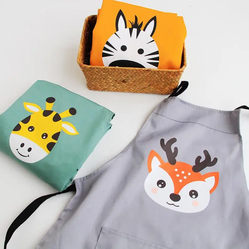 Waterproof Cartoon Cute Cooking Restaurant Kitchen Women Apron Cat Deer Animal Kids Funny Bib Baking