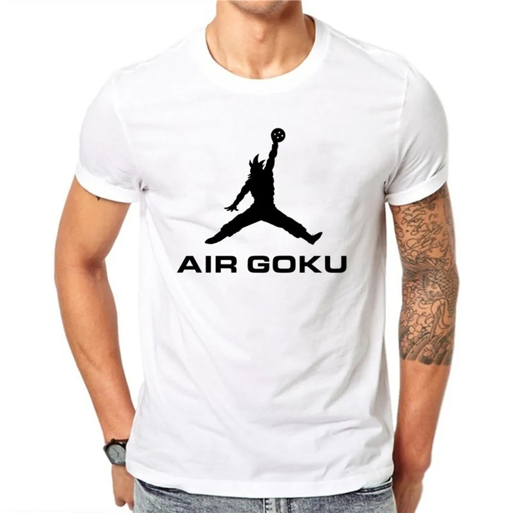 Новая модная футболка топы homme простая с надписью AIR GOKU хлопковая Футболка