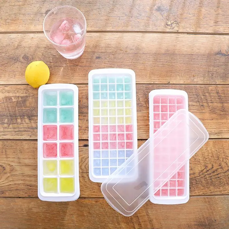 

3 Style Ice Cube Mould With Spill-Resistant Removable Lid Ice Cube Trays Homemade Refrigerator Home Ice Box