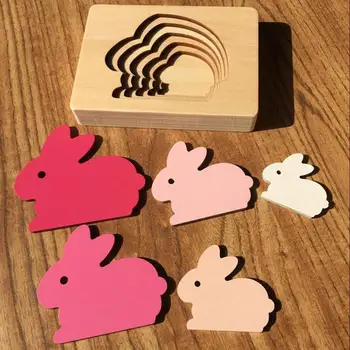 

New Wooden Toys For Children Animal Carton 3D Puzzle Multilayer Puzzle Baby Jigsaw Toys Child Early Educational Aids