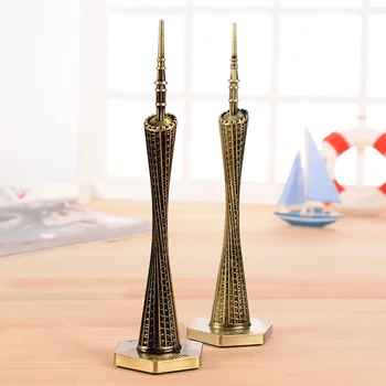 

25cm Vintage Antique Canton Tower Office Desktop Ornaments Souvenirs Metal Crafts Bronze Tower Figurine Furnishing Articles