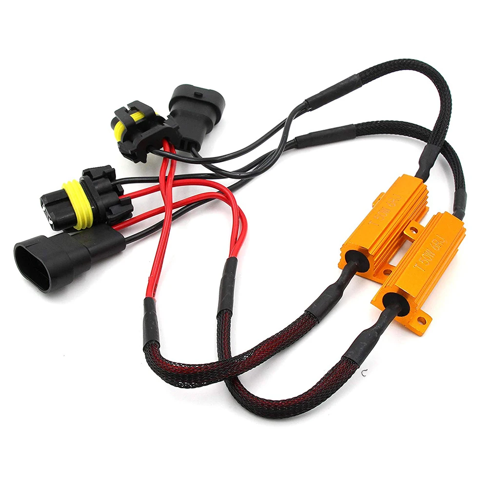 

1 Pair 9005/9006/HB3/HB4 50W LED Error Free Fog Load Resistors Wiring Harness Decoder