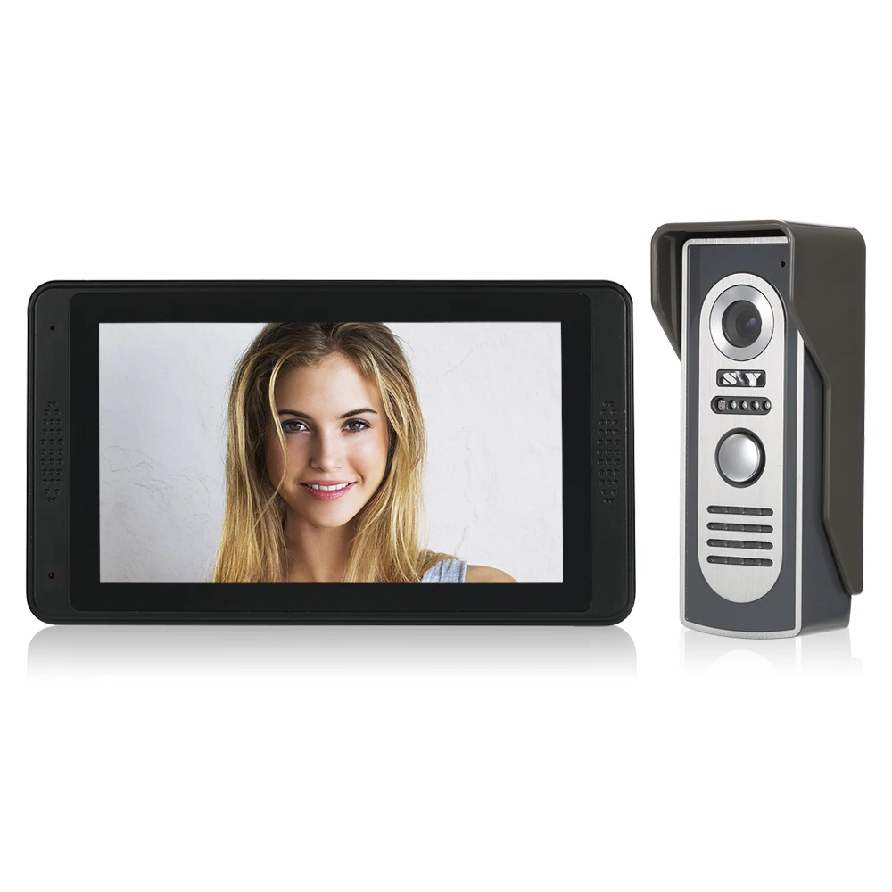 Wired Video Doorbell 7" TFT LCD Touch Screen Video Door Phone with 1 Camera 1 Monitor Waterproof