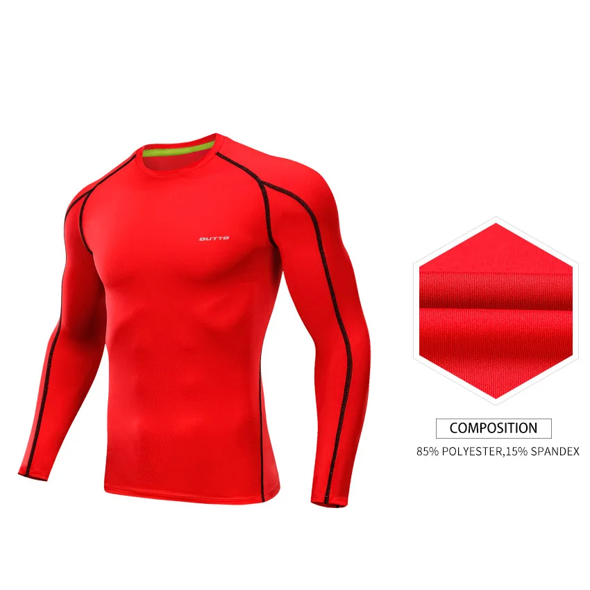 Outto Men's Cycling Base Layers Long Sleeves Compression Quick Dry Elastic Slim Jogging Training Breathable Bicycle Underwear