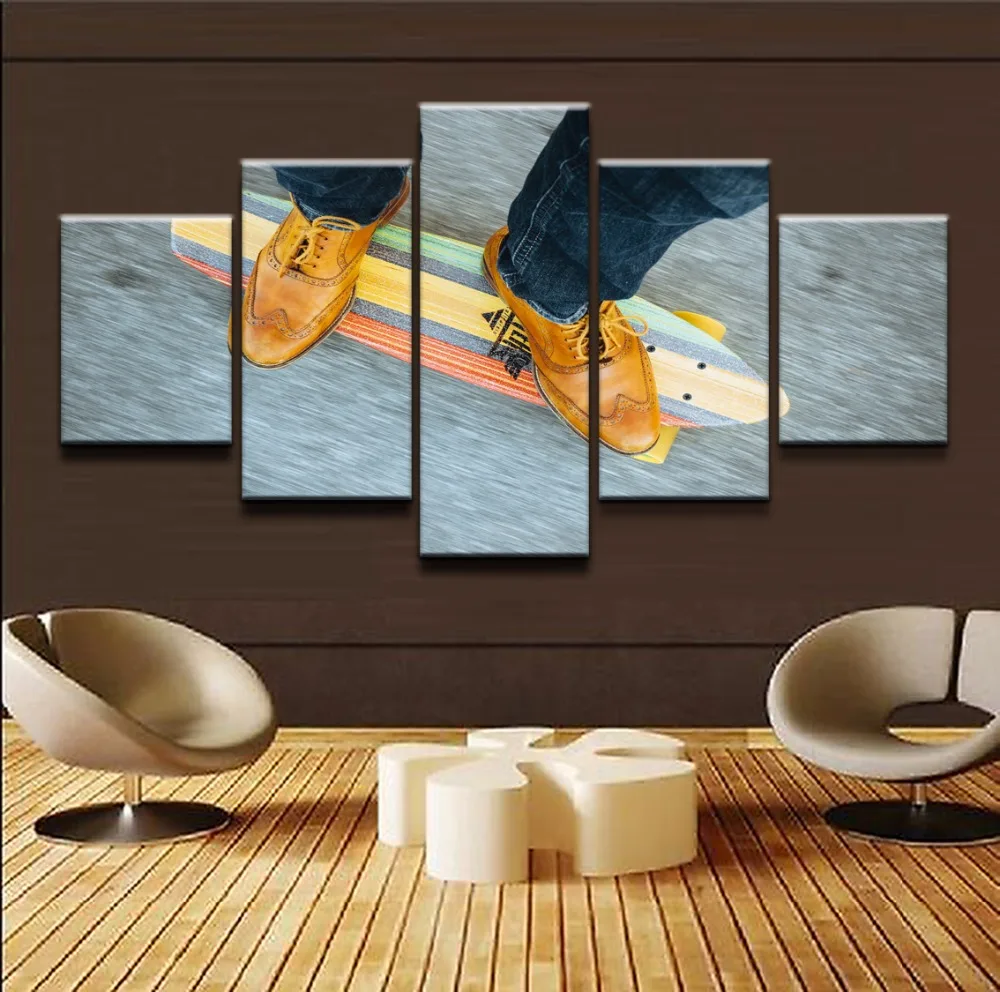 

Modern Pictures Canvas Modular Poster HD Printed Wall Art 5 Pieces Home Decorative Sports Skateboarding Painting Framework