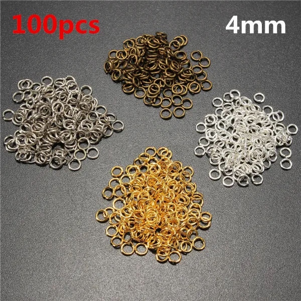 

100pcs 4mm Single Lap Jump Rings Open Connecctors Circle Metal Findings For Jewelry Making Diy Hand Made Hook Pendant