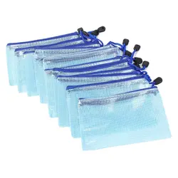 A6 мягкая пластиковая сетка на молнии внешняя бумажная сумка для файлов, синий (12 штук)