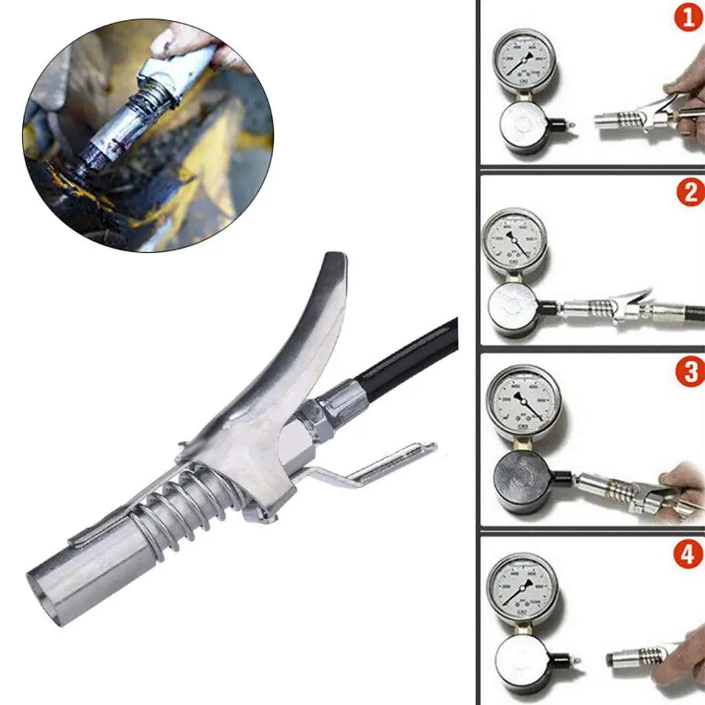 

Grease Nipple Coupler Lubricating Gun Nozzle Pistol Grip Style Locking Clamp Type Metal Quick Release for Grease