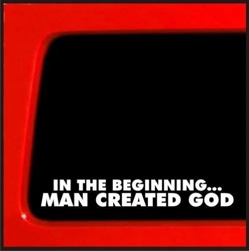 In the Beginning Man Created God vinyl decal - Atheist funny sticker darwin evolution religion 20cm | Игрушки и хобби