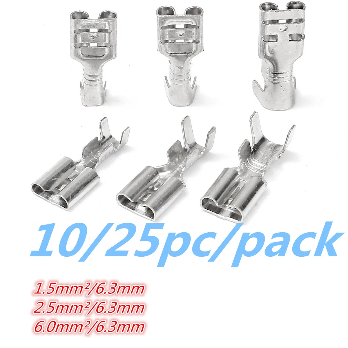 

SWILET 10/25Pcs Uninsulated Female Spade Terminal Connectors Electrical Insulating Sleeve Wire Wrap Connector For 1.5mm2-6mm2