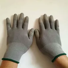 Серый ПУ Варежки перчатки антистатические перчатки с кончиками пальцев нейлон погруженные защитные перчатки дышащие Нескользящие