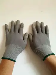 Серый PU варежки Перчатки антистатические перчатки пальца нейлон, смоченным защитный Перчатки дышащие Нескользящие