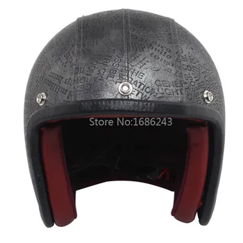 

Classic 3/4 Open Face Vintage Motorcycle Helmet Font Surface Printing Design for Cruiser Scooter Cafe Racer