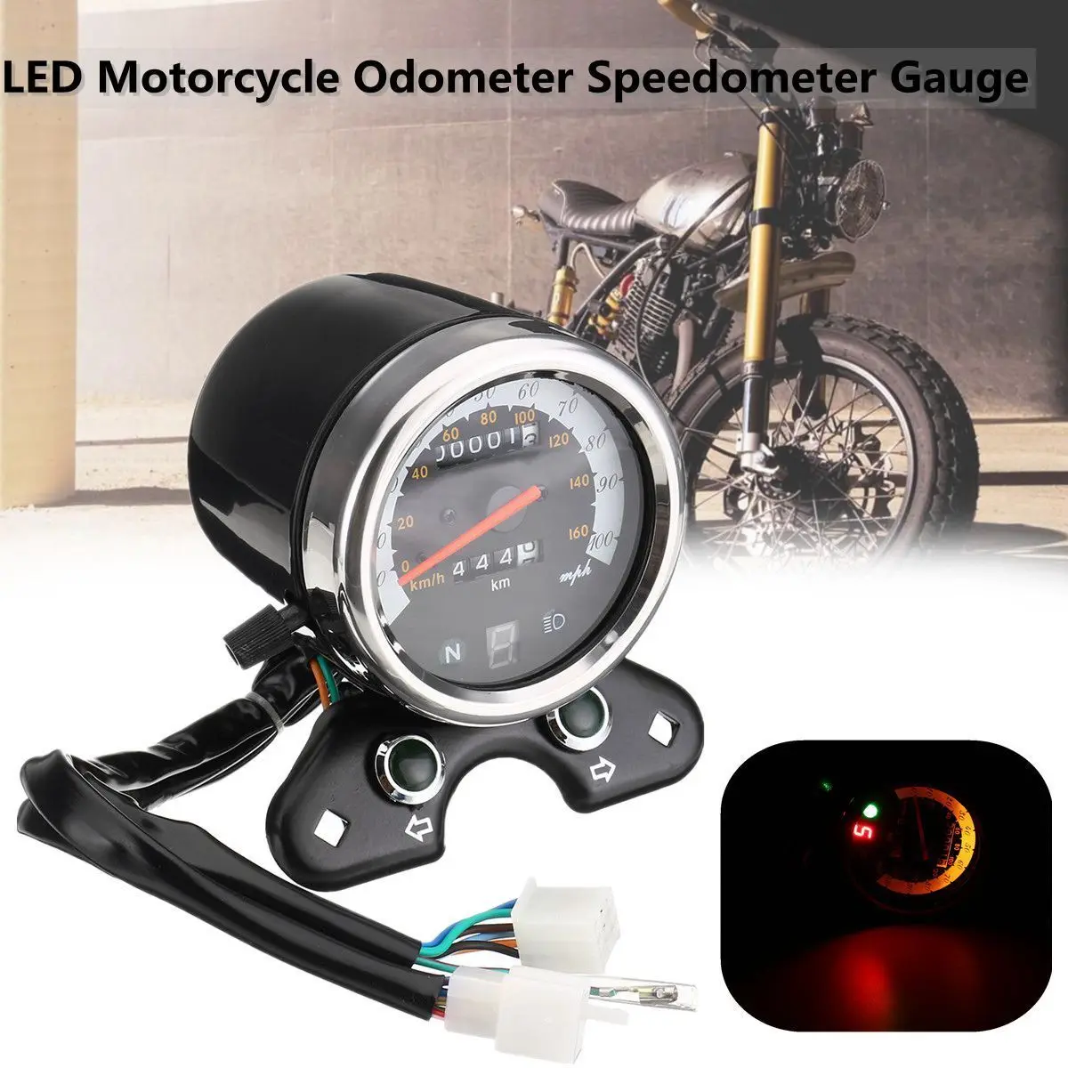 

1pc 12V Motorcycle Odometer Speedometer Tachometer for Suzuki Cafe Racer General mechanical speed line interface