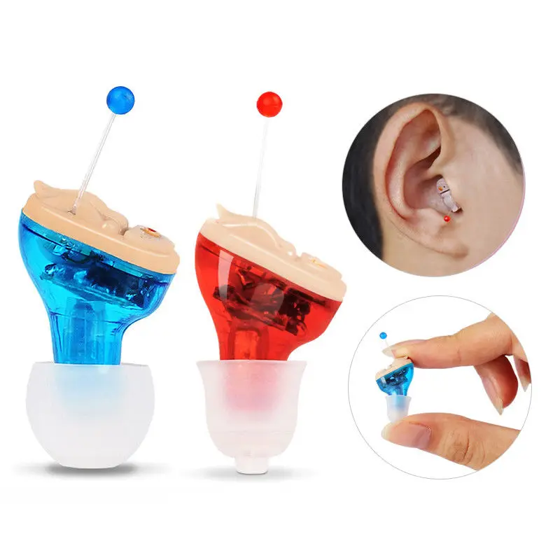 Online Mini 1 par de audífonos digitales Invisible amplificador de voz pequeño potenciador de sonido para personas mayores sordas