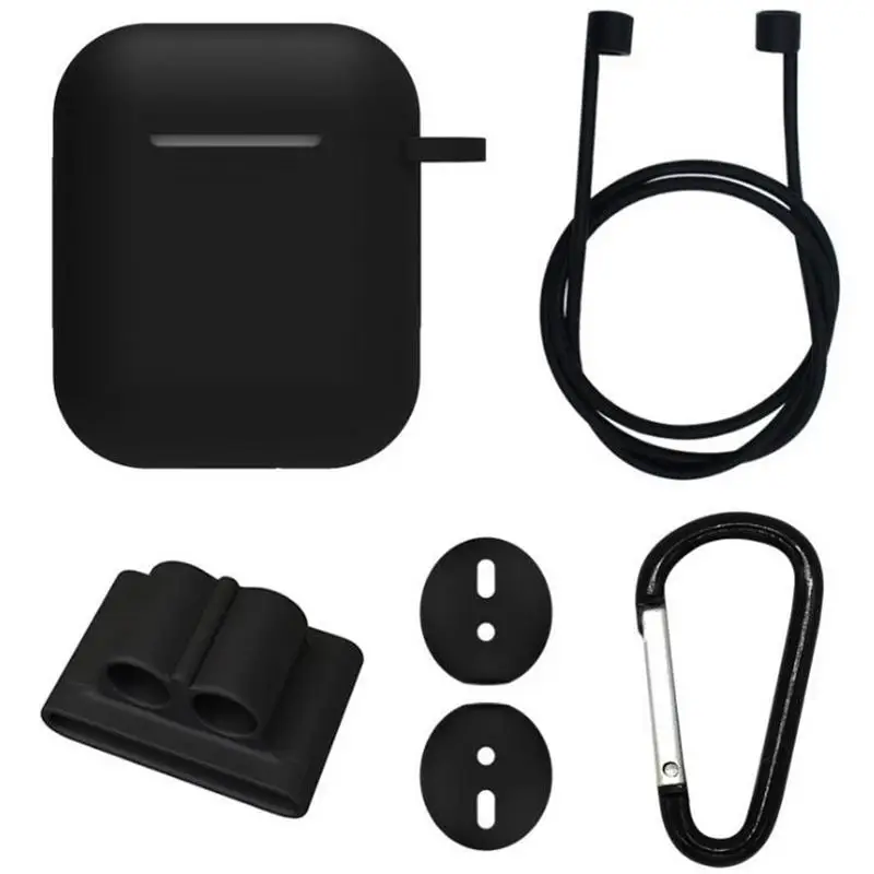 

5pcs Silicone Protective Cover Set Combination i9s Earphone bag Wireless Earphone Anti-Lost Rope Earplugs Sleeve for Airpods I9S