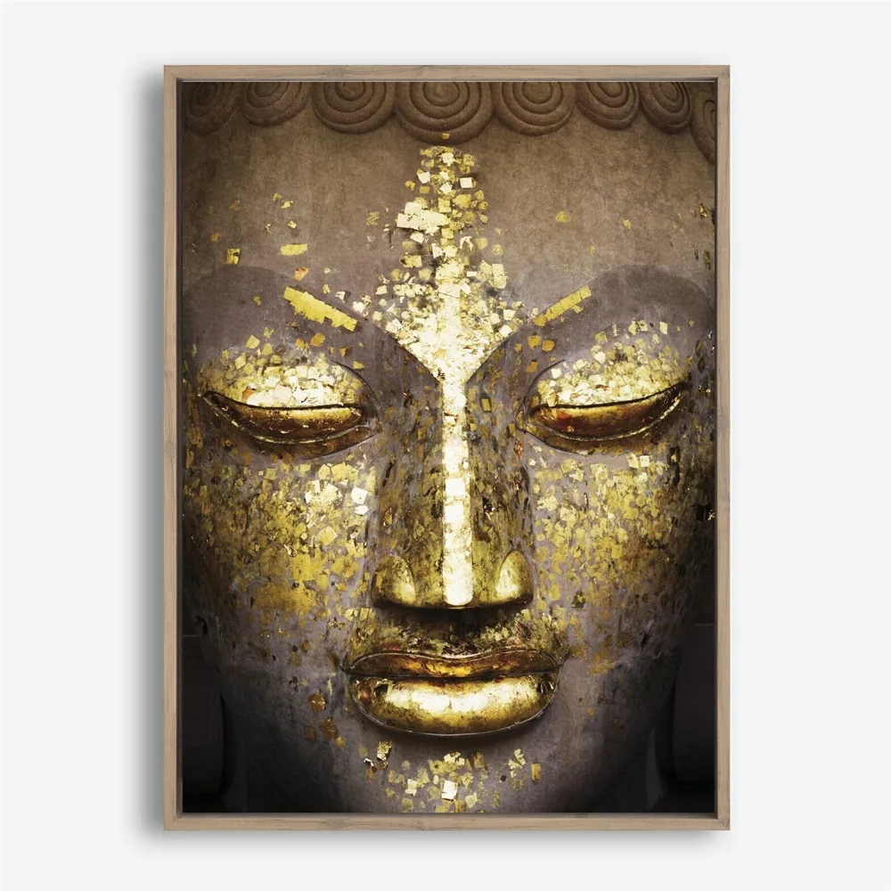 Изображение лица Будды Золотое произведение искусства на продажу плакат настенная живопись Гостиная абстрактный холст художественные картины для домашнего декора без рамки