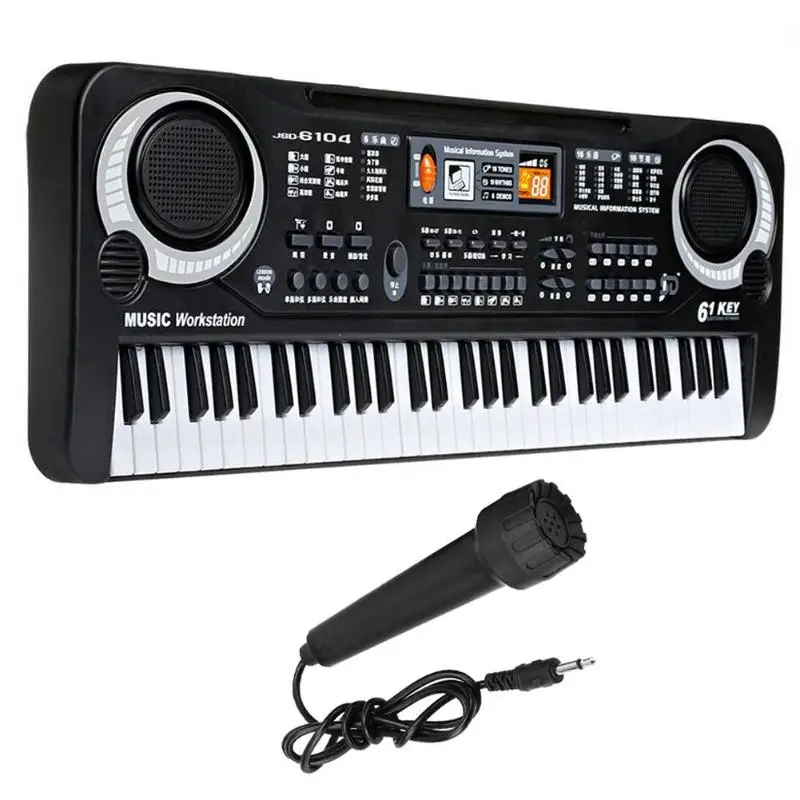 

61 Keys Electronic Organ Digital Piano Keyboard with Microphone Kids Toys Stave Music Toy Develop Child's Talents