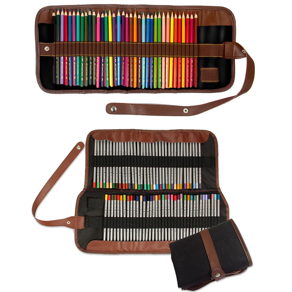 Cat Canvas Bag Holder Wrap Roll Up Stationery Pen Brushes Pencil Case Pooop