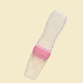 

Portable Size Baby Squeezing Feeding Bottle Silicone Training Rice Spoon Infant Cereal Food Supplement Feeder Tableware Tools