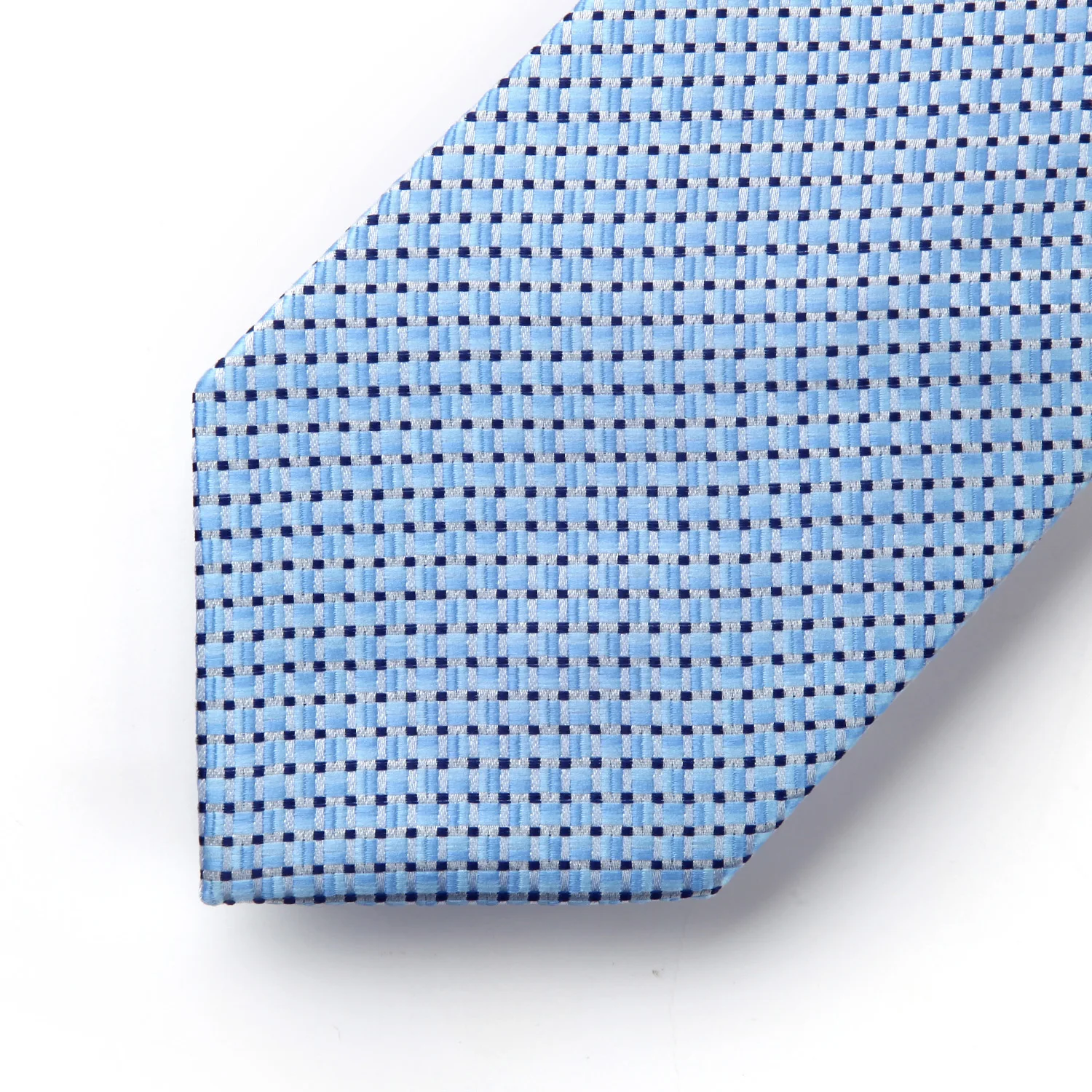  New Check Blue Color Mens Tie Woven Silk Necktie Handkerchief Set TC630B8S Party Wedding Classic Fa