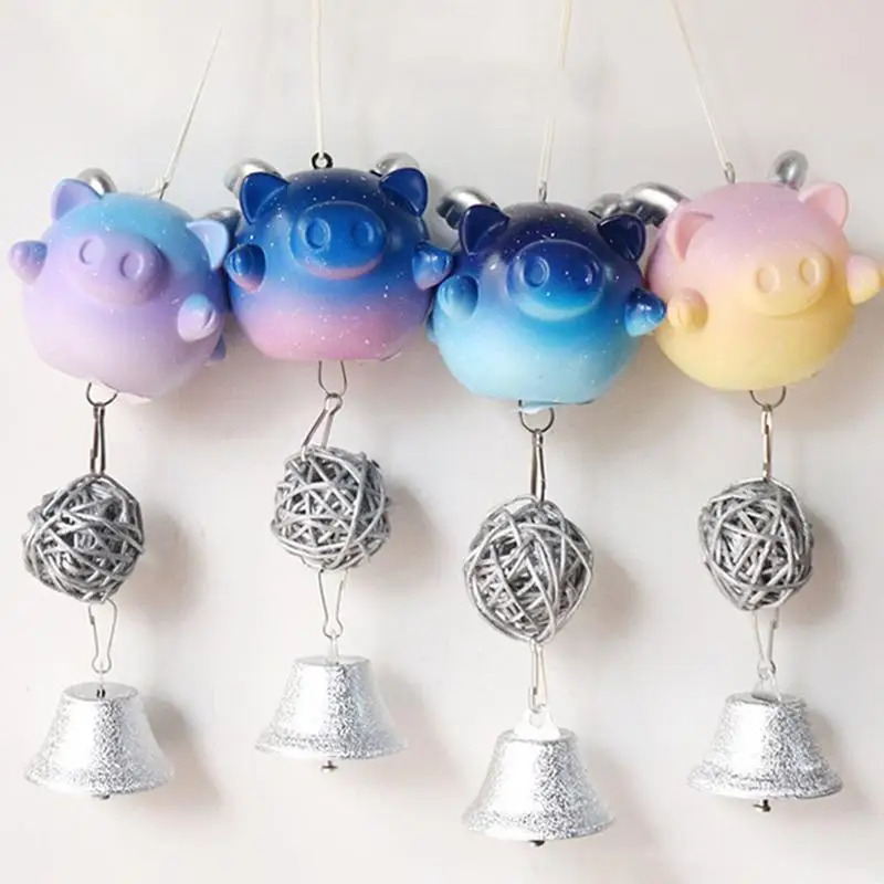 

Colorful Wind Chimes Hanging Ornament Piggy Shaped For Home Car Decoration Supplies