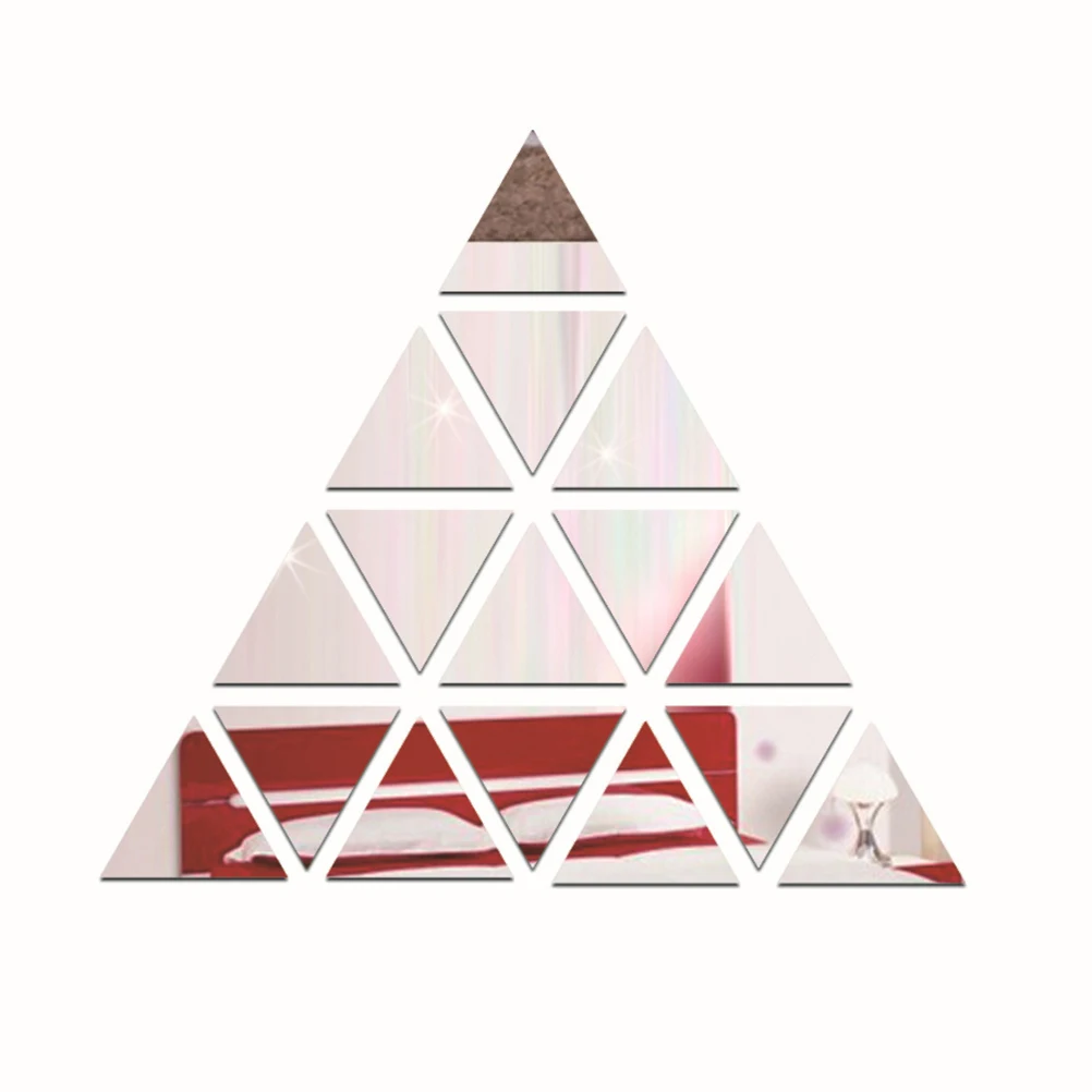 

1pc Sticker Silver Mirror Surface Triangle Pattern Acrylic Household Office Sticker Decal Decor Mural