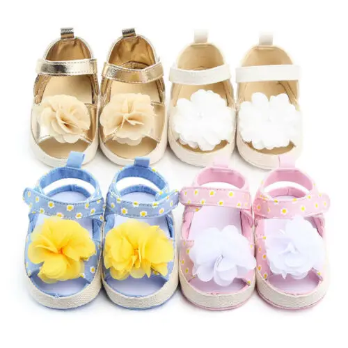 

Toddler Baby Girl Crib Shoes Soft Sole Prewalker Sandles Anti-slip Pram Sneakers