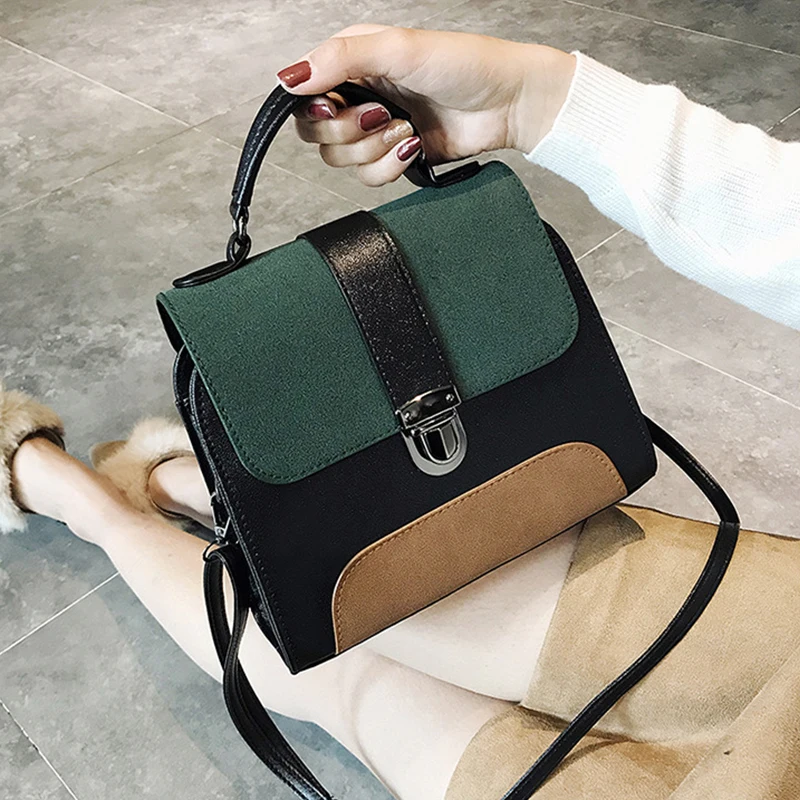 Women Shoulder Bag Leather Crossbody Top Handle Tote Patchwork Messenger Bags For Women High Quality Retro Fashion Ladies Bag