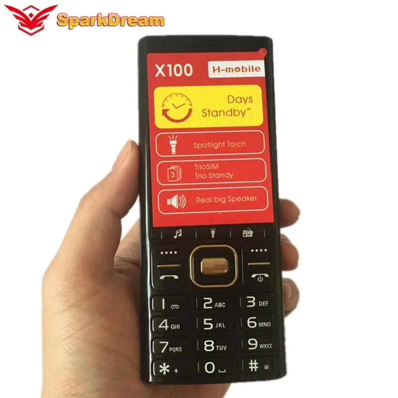 X100 три sim карты мобильный телефон Bluetooth фонарик MP3 MP4 Радио Камера Whatsapp BigHorn Senior 2 8