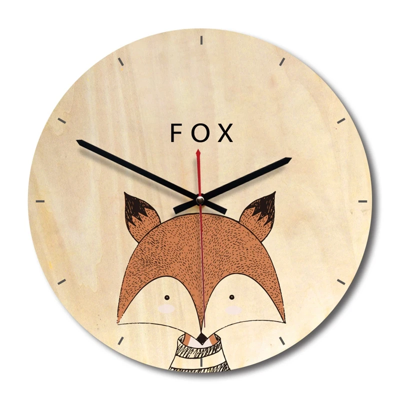 Wooden Wall Clock European Style Living Room Wood Printing Wall Clock Creative Clock