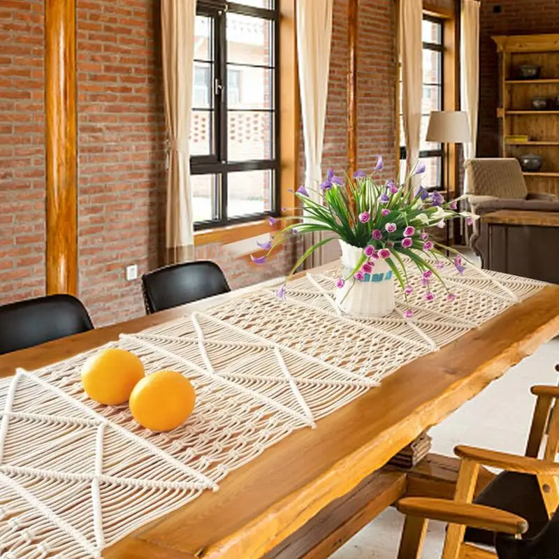 

Hand-woven Macrame Table Runner Boho Wedding Table Cloth Decoration Bedding Blanket Long Table Flag Home Decoration Tapestry