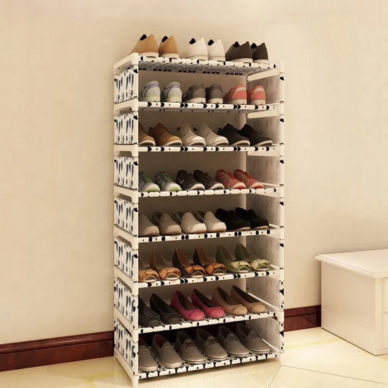 Multi-layer Metal Storage Cabinet Assembly Shoe Rack Dust-proof Non-woven Shoebox Minimalist Modern The Footwear Stand Home