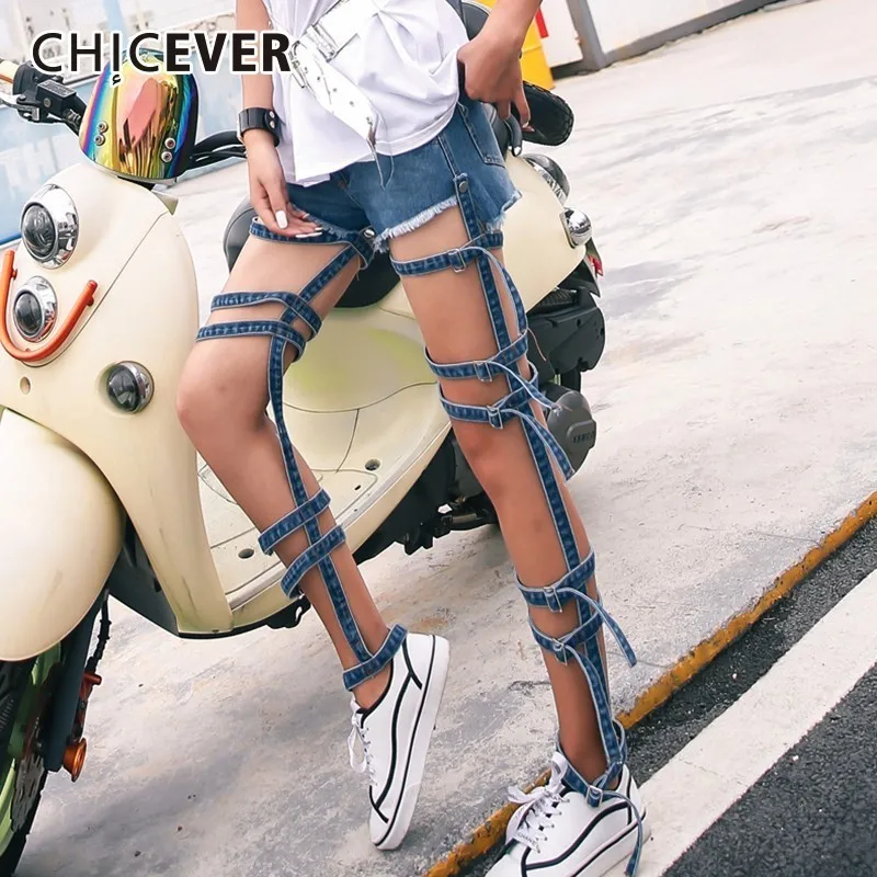 Женские джинсы CHICEVER летние облегающие с высокой талией съемные 2020|Прямые джинсы|