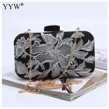 

Embroidered Flower Satin Clutch Bag For Women Mini Clutch Bags For Women 2019 Vintage Pochette Femme Evening Party Bags Clutch