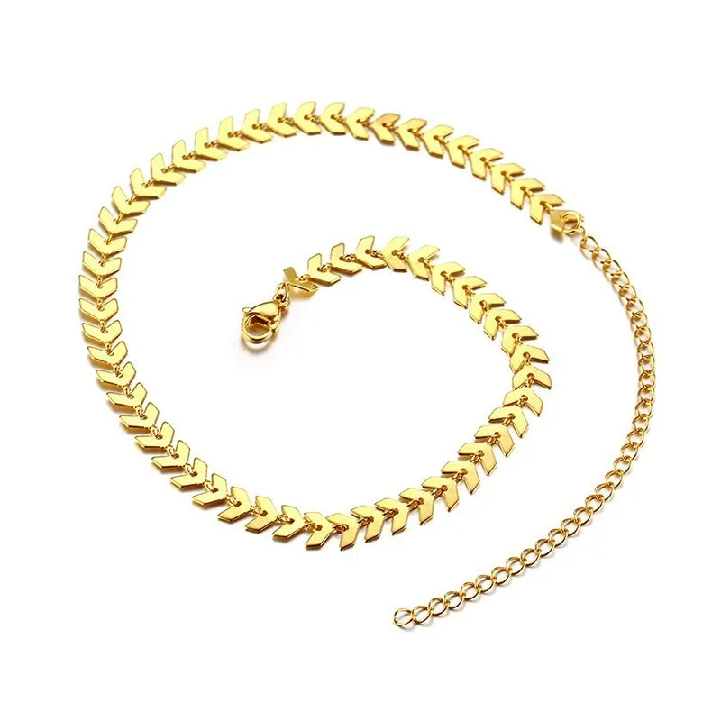 Vnox, шикарные звенья стрелы, колье для женщин, 585, розовое золото, тон, нержавеющая сталь, женский темперамент, ожерелья, рыбья кость, цепочка
