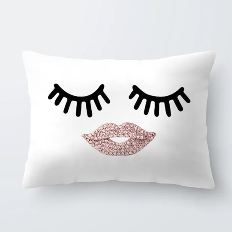 

Eyelash Pattern Pillowcase Living Room Sofa Decorative Cushion Cover Waist Pillow Cover For Home Decor 30*50cm