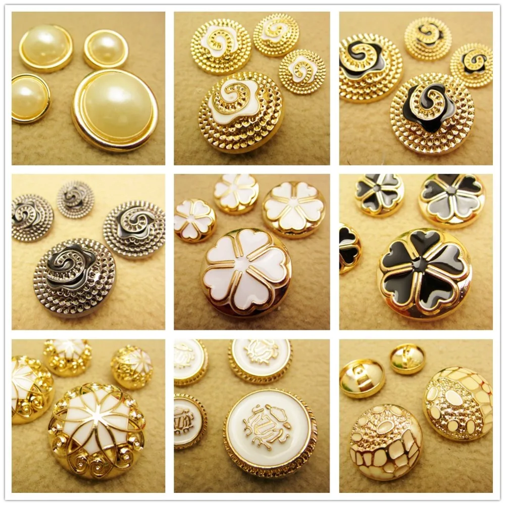 

10pcs,gold metal button in Gold color,World famous classic brand buttons,garment accessories materials Black point oil button