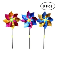 8 шт цветной блестящий пластиковый штифт ветряной мельницы блестки ветер Спиннер детские игрушки садовые лужайки вечерние украшения(случайный цвет
